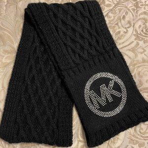 Womens Black Michael Kors MK Sequin Infinity Scarf